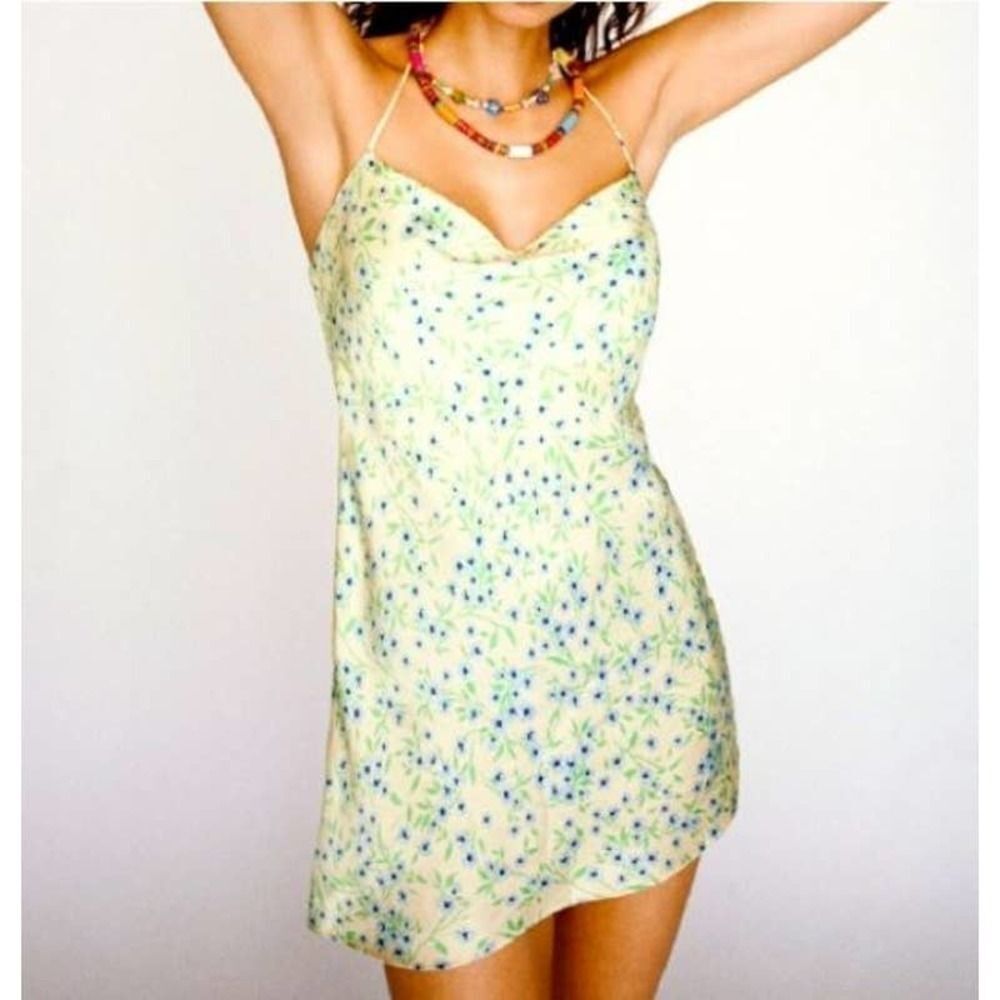 ZARA Strappy Racerback Cowl Neck Floral Viscose Mini Dress size medium